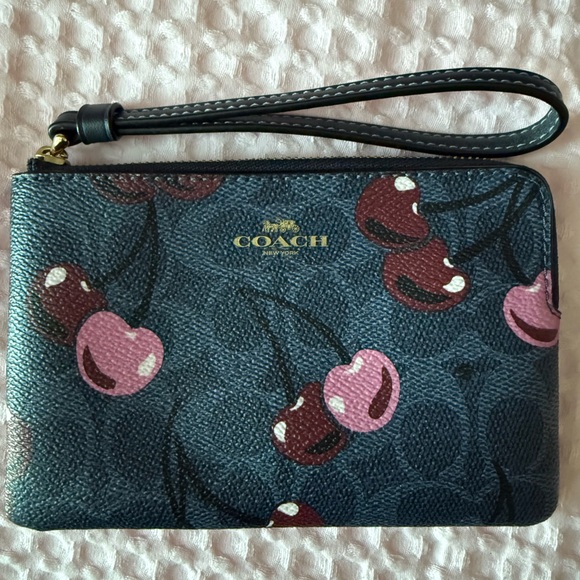 Coach Cherry Print Tote Set - Blue and Pink - Picture 6 of 6